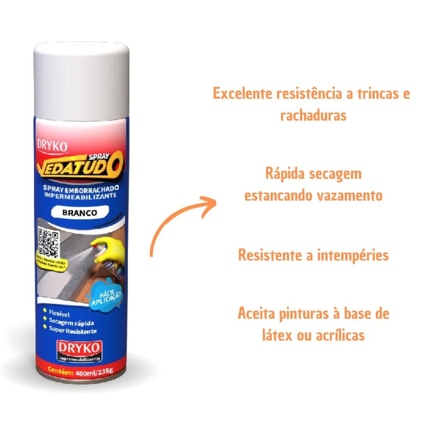 Spray Impermeabilizante Vedatudo Branco 400ml Dryko