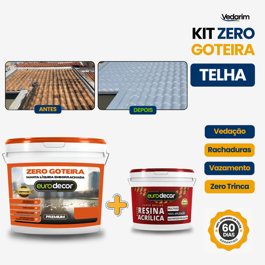 Kit ZERO GOTEIRA – Manta Líquida Emborrachada + Resina Acrílica | Telhado 100% Livre de Goteiras