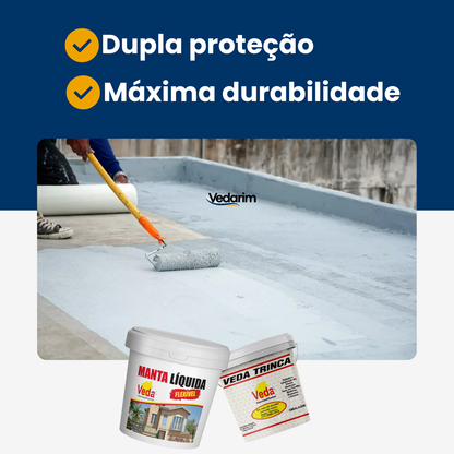 Kit ZERO INFILTRAÇÃO – Manta Líquida Flexível + Veda Trinca | Solução para Lajes e Telhados
