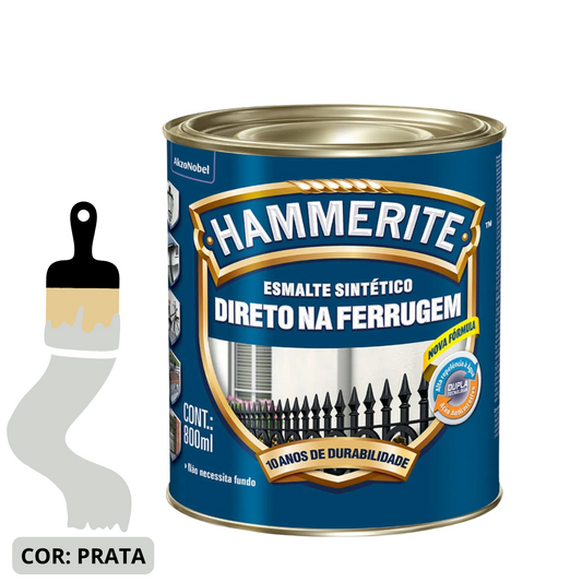 Esmalte Premium Sintético Brilhante Hammerite Prata 0,8L  Coral
