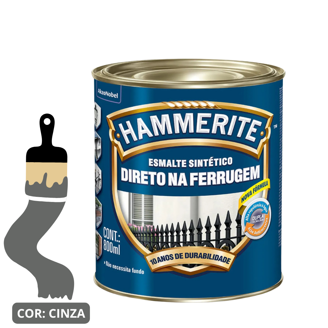 Esmalte Premium Sintético Brilhante Hammerite Cinza 0,8L Coral