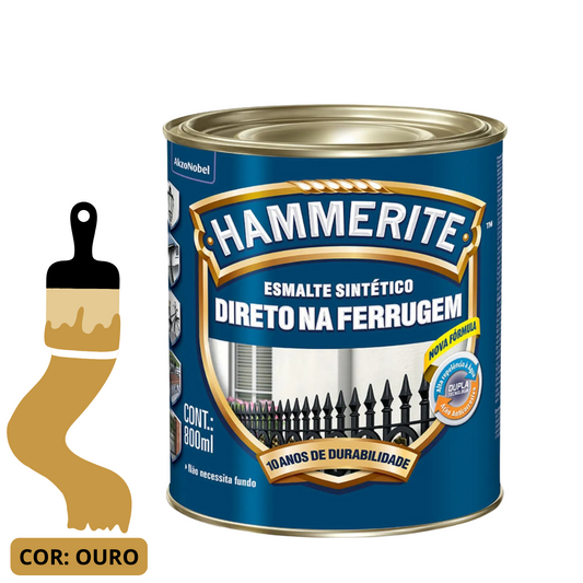 Esmalte Premium Sintético Brilhante Hammerite Ouro 0,8L Coral