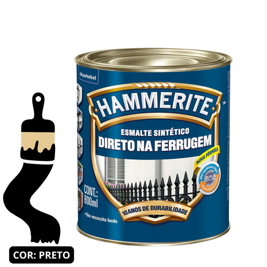 Esmalte Premium Sintético Brilhante Hammerite Preto 0,8L Coral