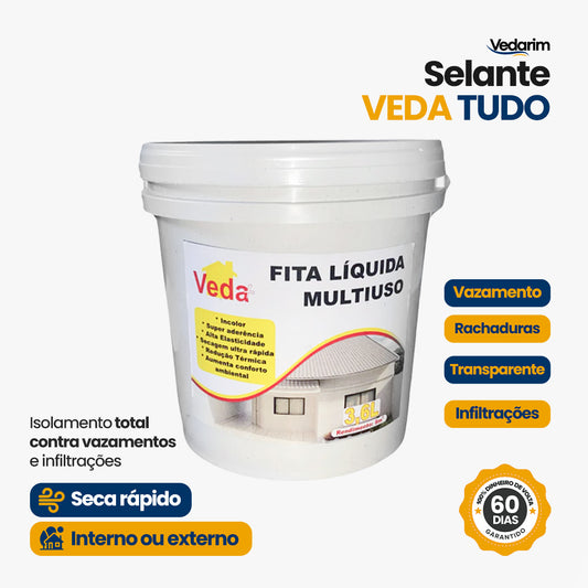 Selante Veda Tudo Impermeabilizante contra Vazamentos e Infiltrações - Rápido, Prático e Super Eficiente