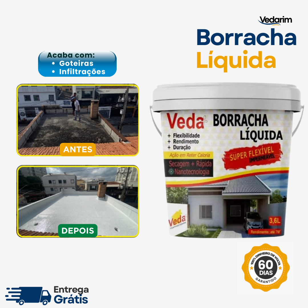 Borracha Líquida 100% Impermeável p/ Lajes e Telhados - Proteção Máxima contra Infiltrações e Goteiras